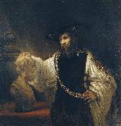 Rembrandt van rijn Aristotle Contemplating a Bust of Homer Germany oil painting artist